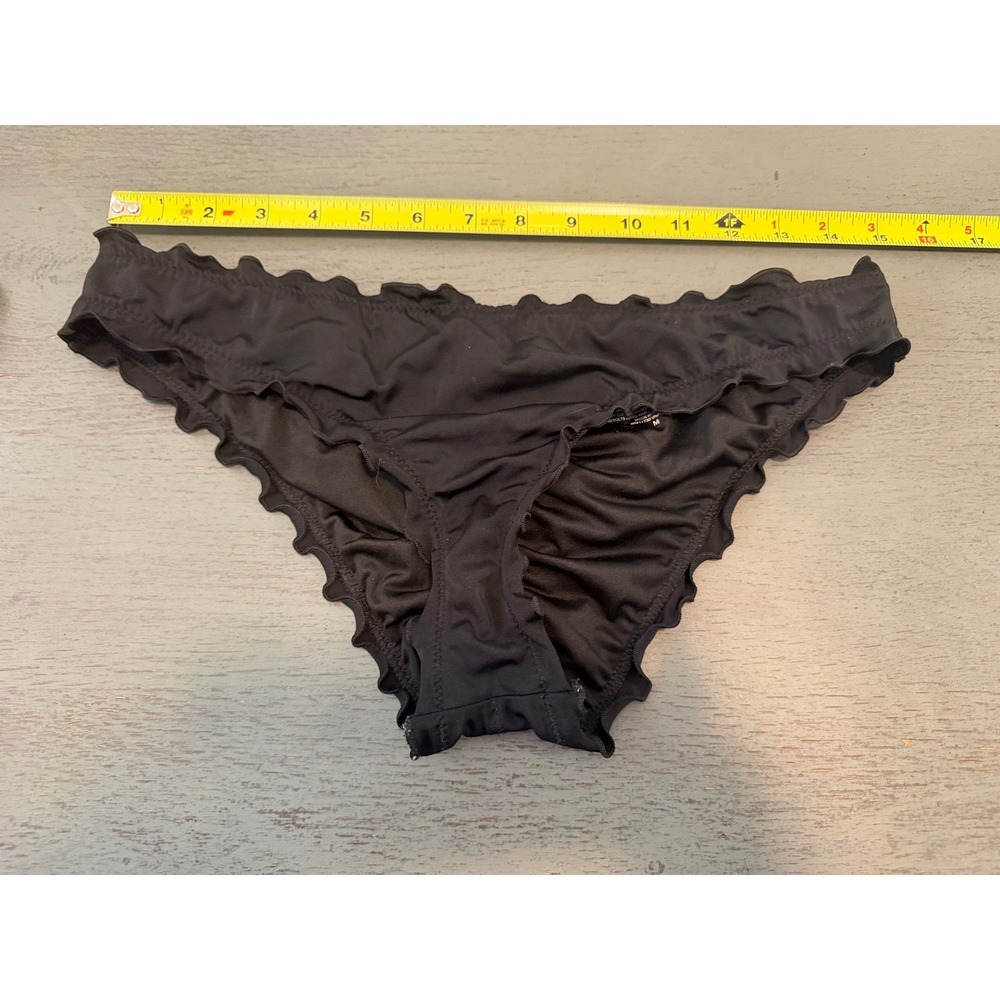 Shade & Shore Black Ruffle Ruched Back Bikini Bottom Medium